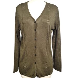 Iris Singer Olive Color button down Knit Sweater/Cardigan Size S/M